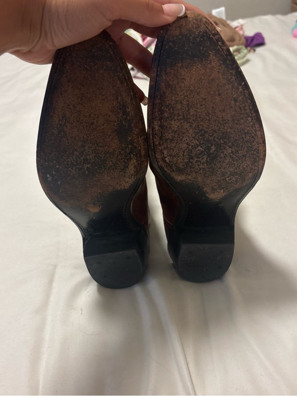 women’s Brown Leather justin Cowboy Boots - Picture 3 of 4